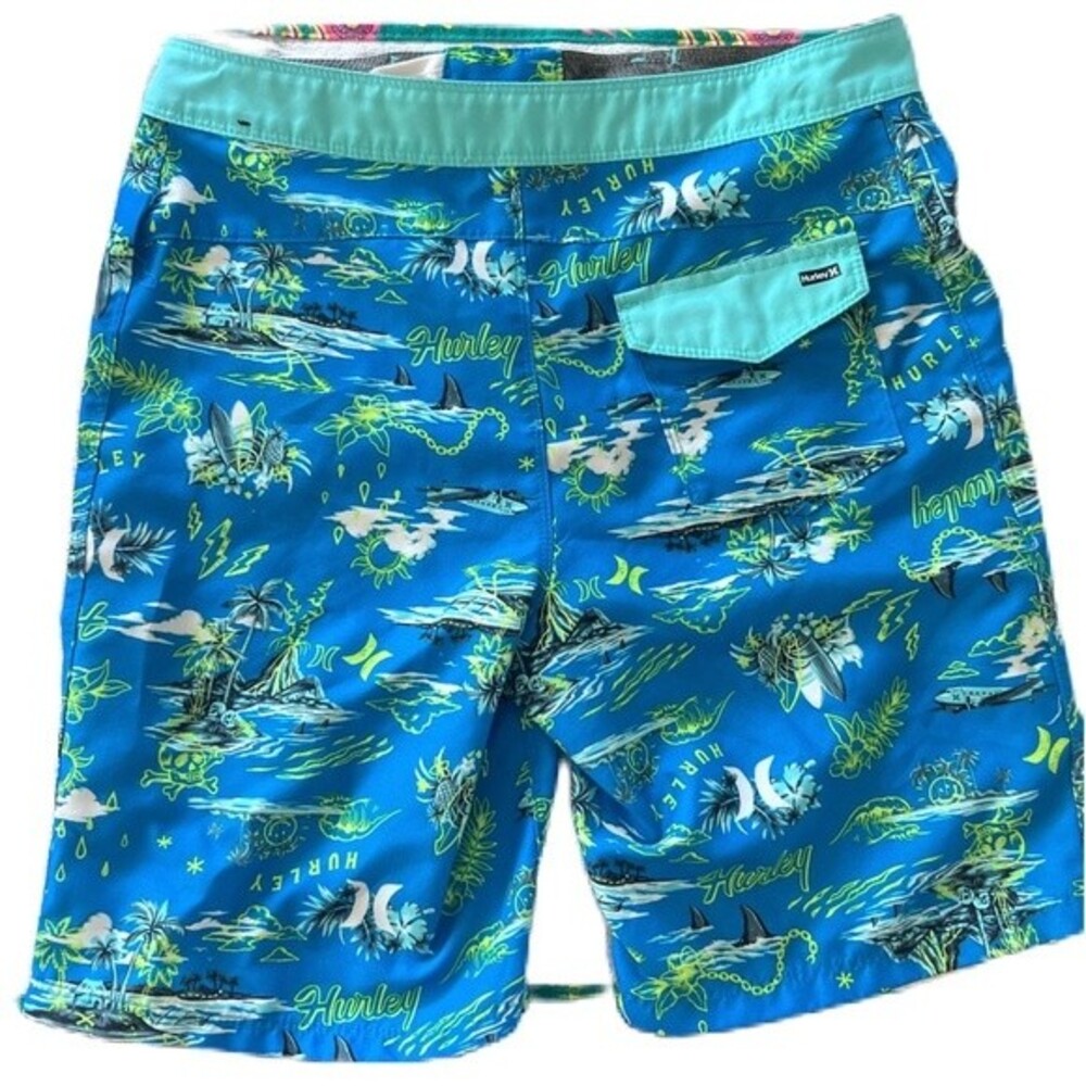 Hurley Swim Trunks Boys SZ 14/27 Blue Swimsuit bathing suit bottoms